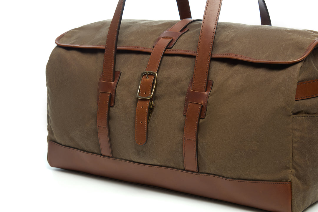 Olive Hover 20" Waxed Canvas Weekender