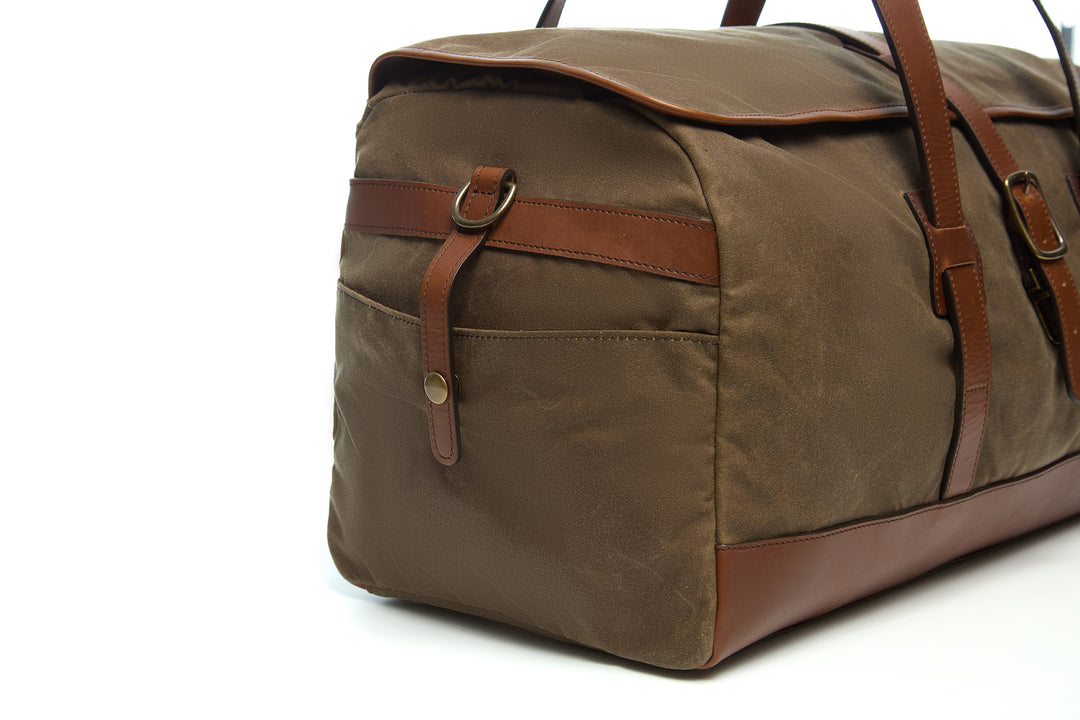 Olive Hover 20" Waxed Canvas Weekender