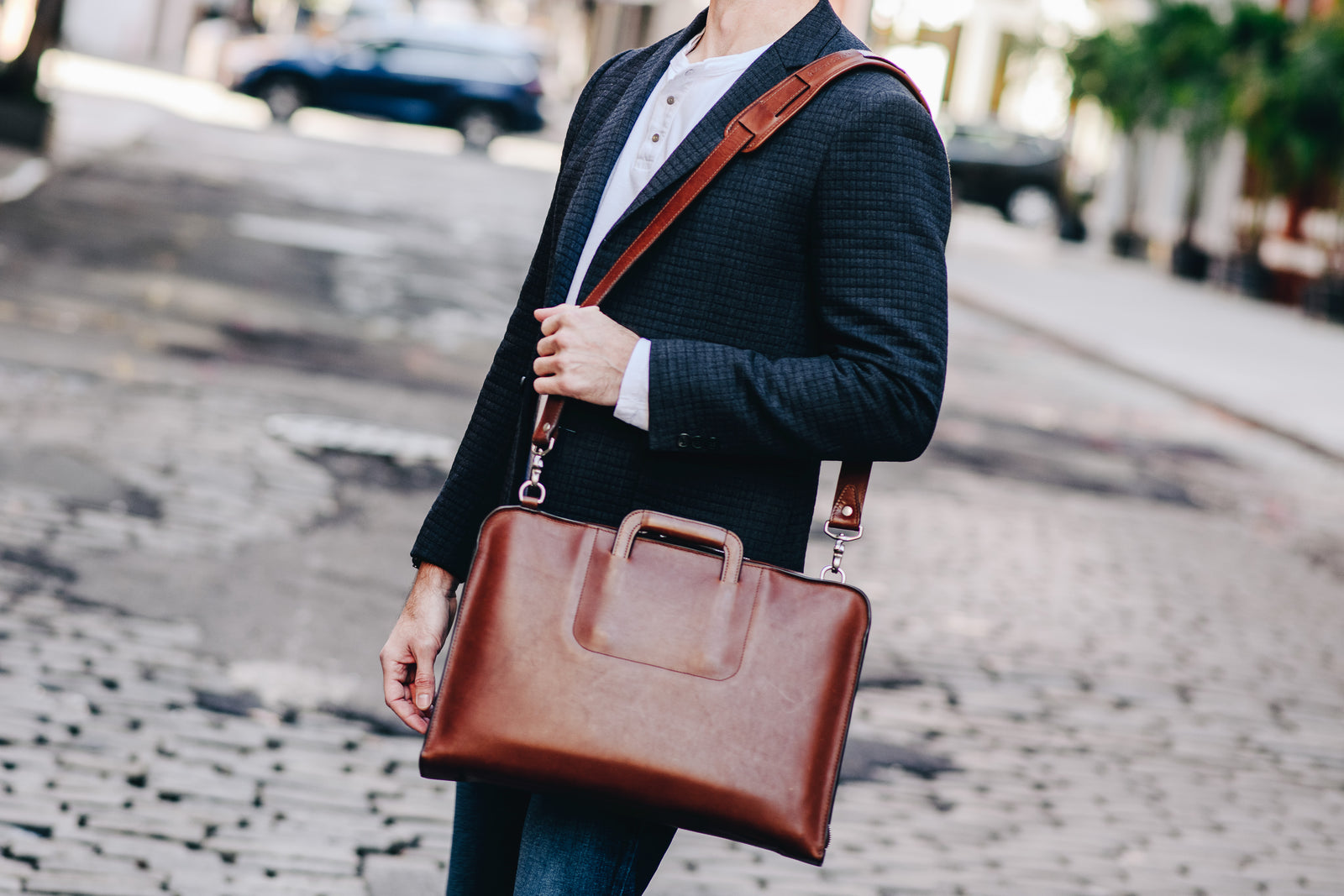 The Jackson By Korchmar - Full Grain Leather Zippered Briefcase